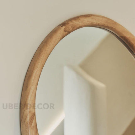 Elowen Wavy Teak Floor Mirror – Organic Freeform Full-Length Mirror
