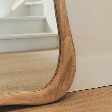 Elowen Wavy Teak Floor Mirror – Organic Freeform Full-Length Mirror