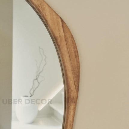 Elowen Wavy Teak Floor Mirror – Organic Freeform Full-Length Mirror