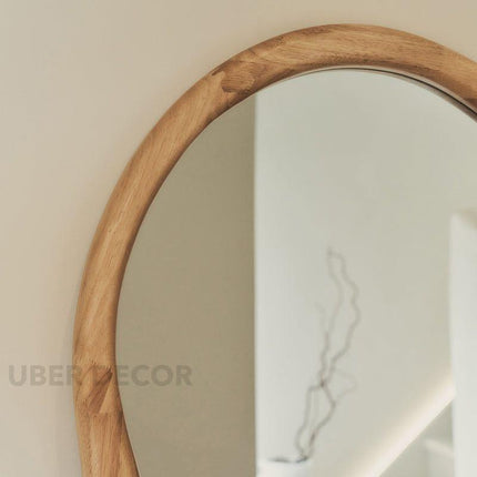 Elowen Wavy Teak Floor Mirror – Organic Freeform Full-Length Mirror