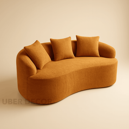 Oslen 62" 2-Seater Japandi Curved Loveseat – Oversized Wabi Sabi Style Couch for Living Room