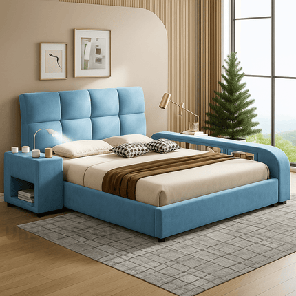 Slumber Edge Contemporary Curved Platform Bed with Storage – Modern Bedroom Essential