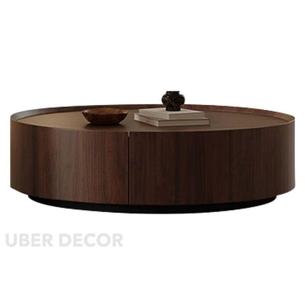 Mekong Natura Round Coffee Table & Penguin 3C Glass Side Table Set – Solid Wood with Reinforced Glass Top – Elegant Duo for Indoor Living Spaces