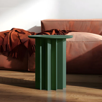Pripet Coffee Table, Modern Sculptural Round Minimalist Accent Table with Pleated Column Base for Living Room