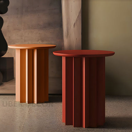 Pripet Coffee Table, Modern Sculptural Round Minimalist Accent Table with Pleated Column Base for Living Room
