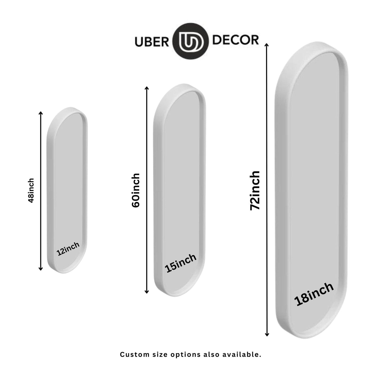 SlimCapsule Reflection- Capsule Shaped Long Full Length Standing Mirror for Bedroom, Hotel Room or Living Room