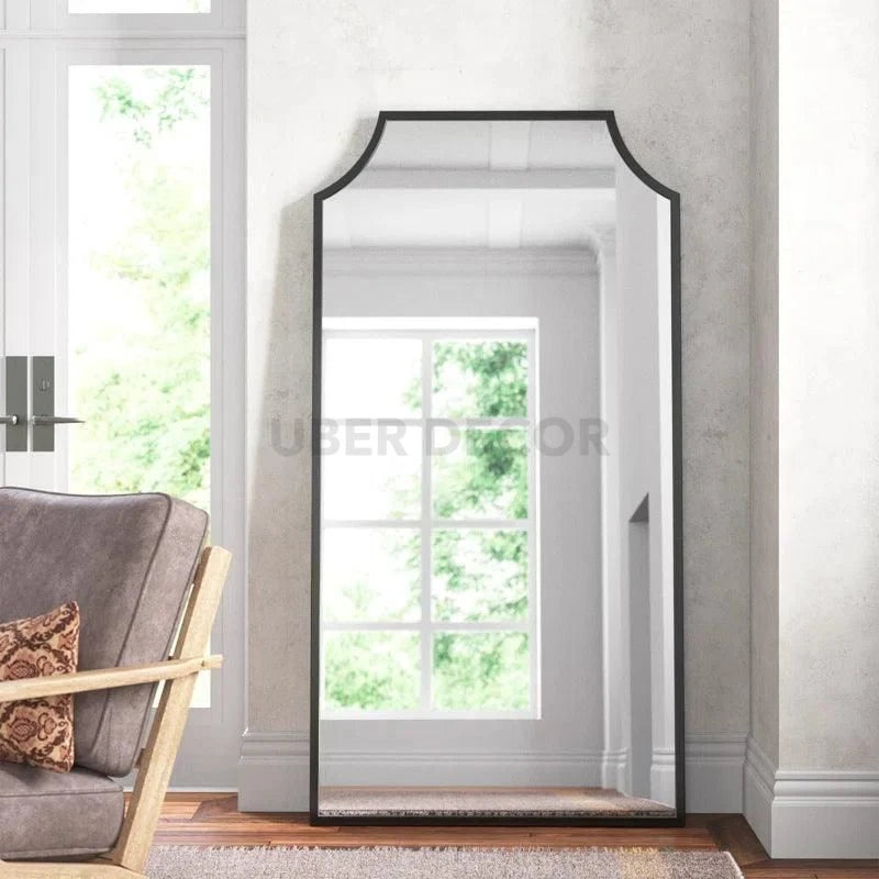 Draped Arch Metal Frame Full Length Standing Mirror for Bedroom