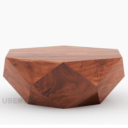 Liffey Coffee Table, Modern Geometric Sculptural Wooden Polygonal Center Table for Living Room