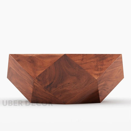 Liffey Coffee Table, Modern Geometric Sculptural Wooden Polygonal Center Table for Living Room
