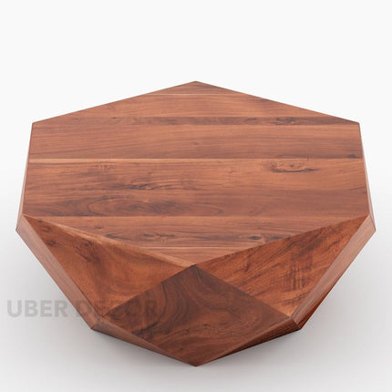 Liffey Coffee Table, Modern Geometric Sculptural Wooden Polygonal Center Table for Living Room