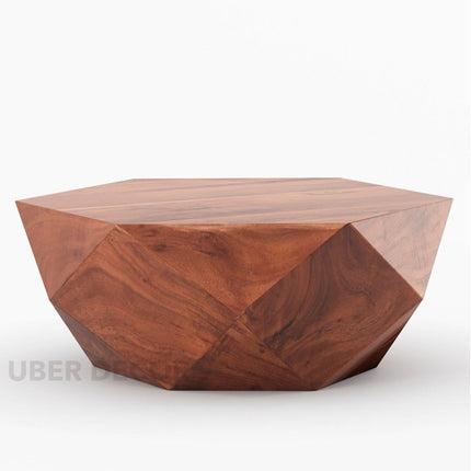 Liffey Coffee Table, Modern Geometric Sculptural Wooden Polygonal Center Table for Living Room