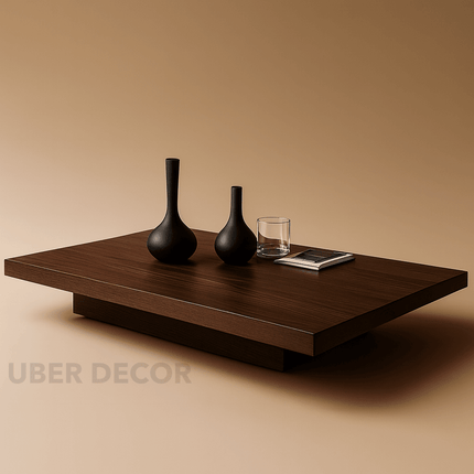 Delaware Coffee Table, Rustic Modern Scandinavian Japandi Wooden Plank Low Profile Center Table for Living Room