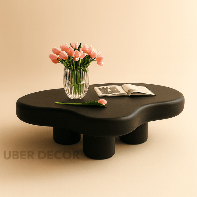 Tigris Blanc Cloud Coffee Table – White Sculptural Top with Irregular Organic Form and Rounded Legs – Minimalist Accent for Kawaii-Inspired and Modern Living Rooms