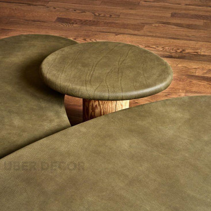 Kama Multi Tier Functional Mid Century Modern Japandi Coffee Table Scandinavian Organic Freeform Top Natural Wood Cylindrical Legs Matte Finish Center Table for Living Room