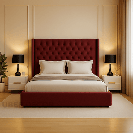 Rest Royale Tufted Wingback Bed – Classic Glamour Bedroom Essential