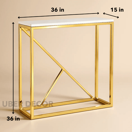 Geometric Harmony Mid-Century Modern Display Table – Customizable Marble Top for Entryway or Living Room