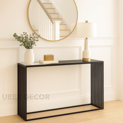 Evensong Mosaic Display Table – Customizable Marble & Wood Top for Modern Entryways