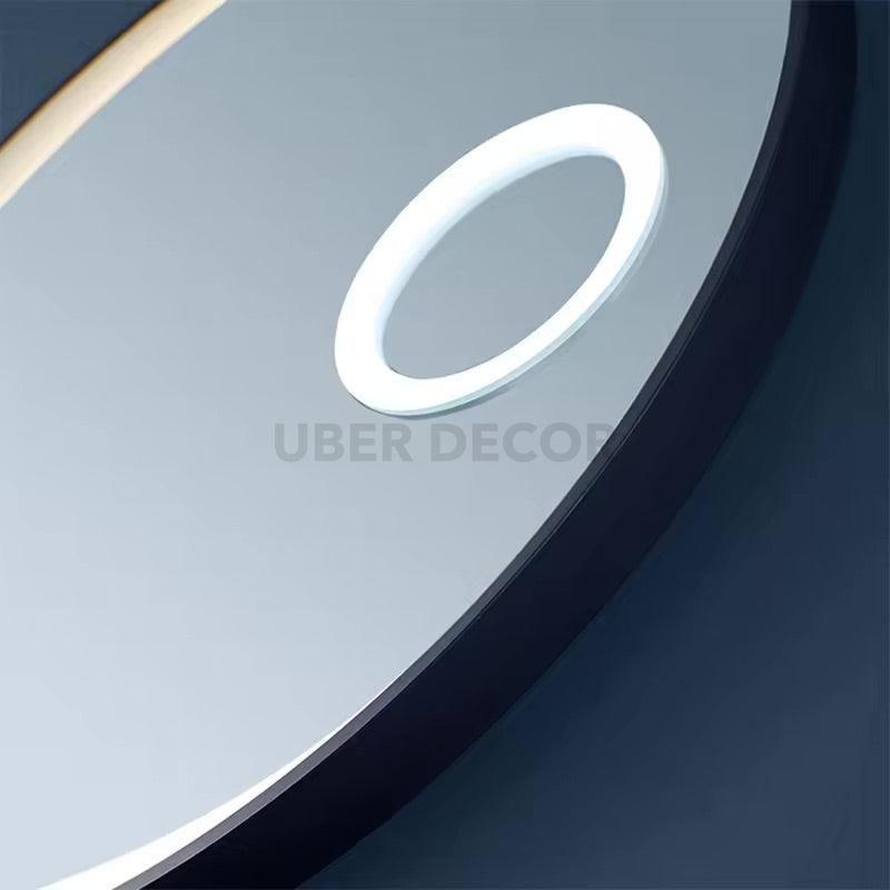 Crescent Glow Round Mirror with LED Lights- Touch Sensor Mirror for Bathroom and Bedroom