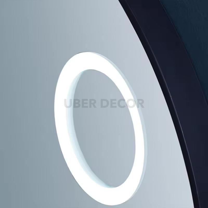 Crescent Glow Round Mirror with LED Lights- Touch Sensor Mirror for Bathroom and Bedroom