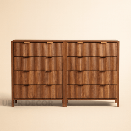 Stratus Grove Modern Walnut Dresser – Vertical Cabinet for Bedroom, Living Room, or Entryway Storage