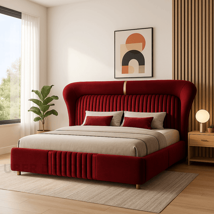 Velvarest Luxe Fluted Bed – Art Deco-Inspired Bedroom Icon Bed