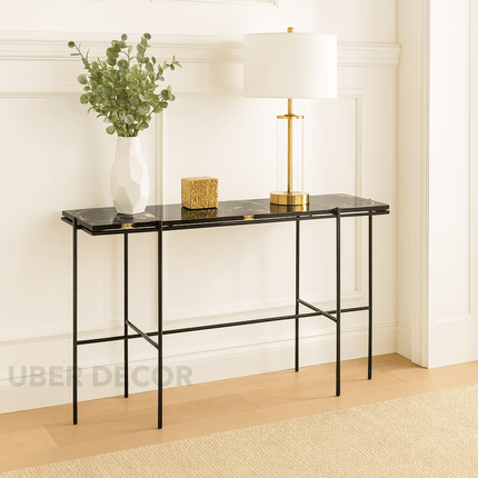 Sylvan Noir Display Table – Customizable Epoxy Agate-Style Top for Entryways & Hallways