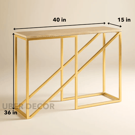 Golden Prism Console Table – Sculptural Mid-Century Modern Hallway Display Console