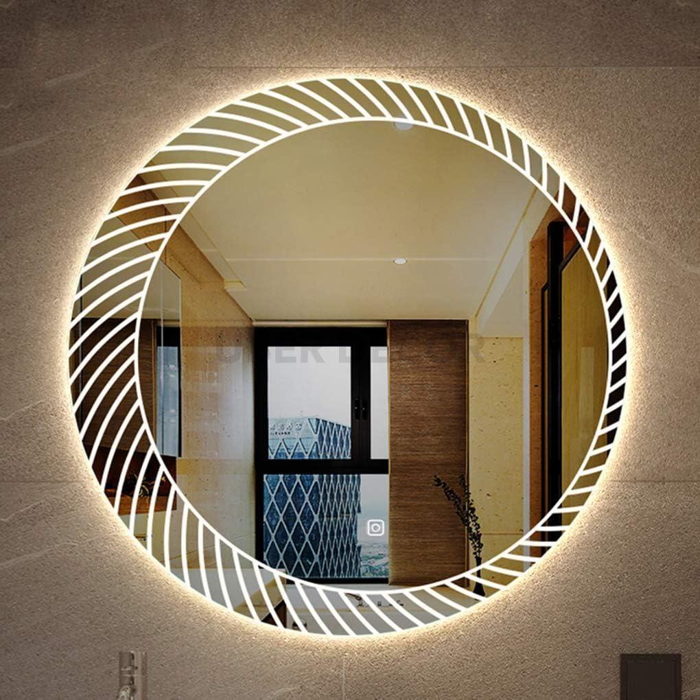 Sunburst Round Mirror with LED Lights- Touch Sensor Mirror for Bathroom and Bedroom