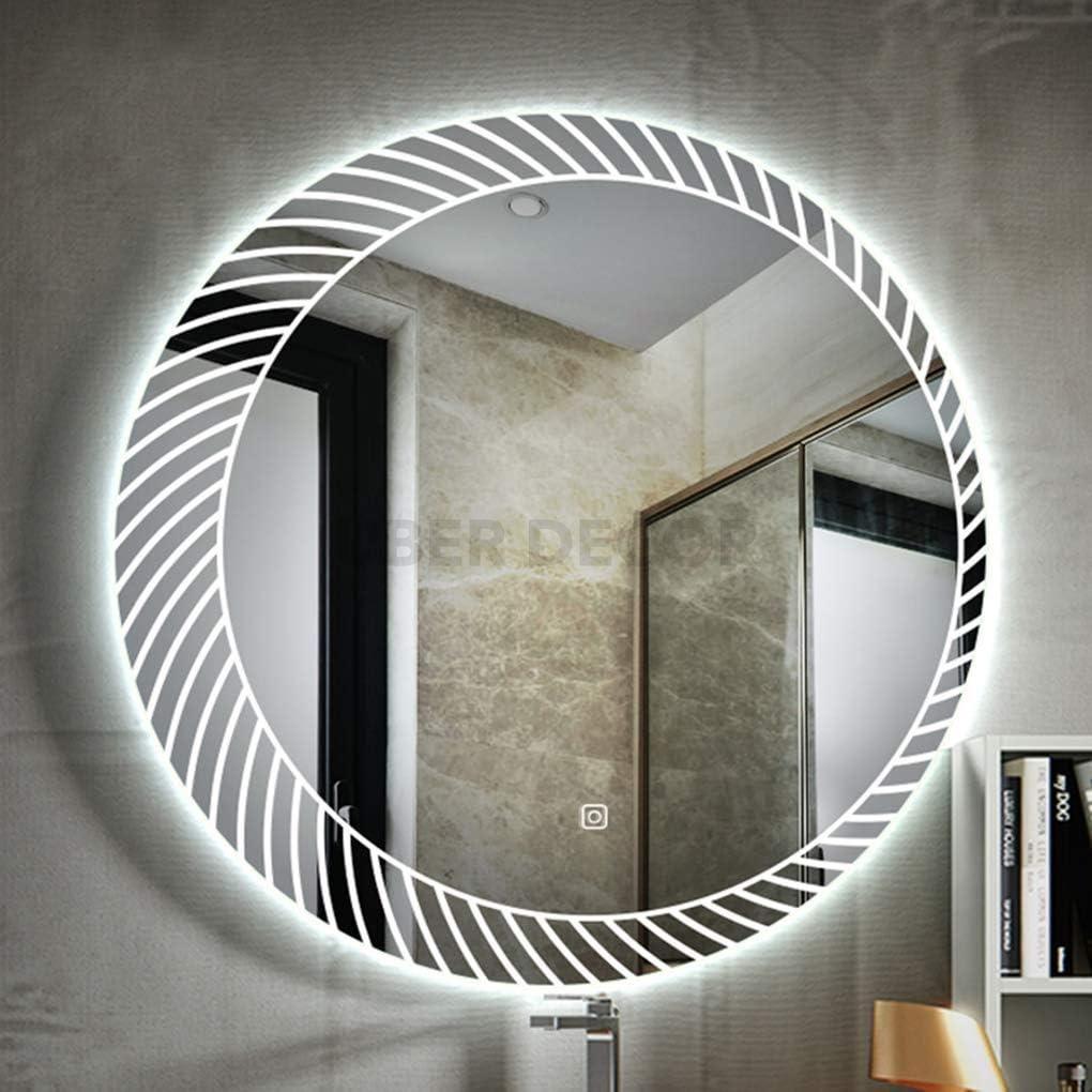 Sunburst Round Mirror with LED Lights- Touch Sensor Mirror for Bathroom and Bedroom