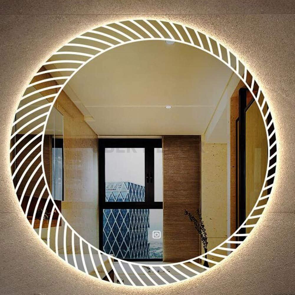 Sunburst Round Mirror with LED Lights- Touch Sensor Mirror for Bathroom and Bedroom