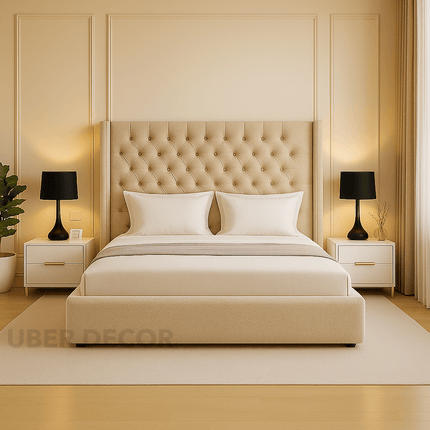Rest Royale Tufted Wingback Bed – Classic Glamour Bedroom Essential