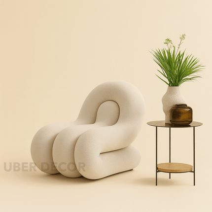 Cloud Drift Modern European Sculptural Accent Chair with Fixed Base Lounge Chair for Living Room and Lounge