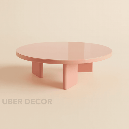 Potomac Coffee Table, Modern Round Minimalist Glossy Center Table with Three-Panel Base for Living Room