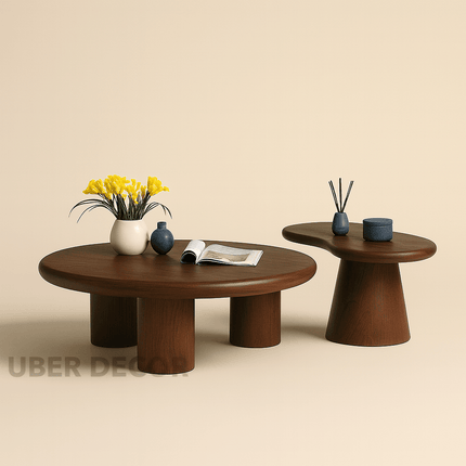 Tisza Cream Cloud Coffee Table Set – Round MDF Tops with Soft Edges and Nesting Design – Minimalist Accent Furniture for Small Apartments and Modern Living Rooms