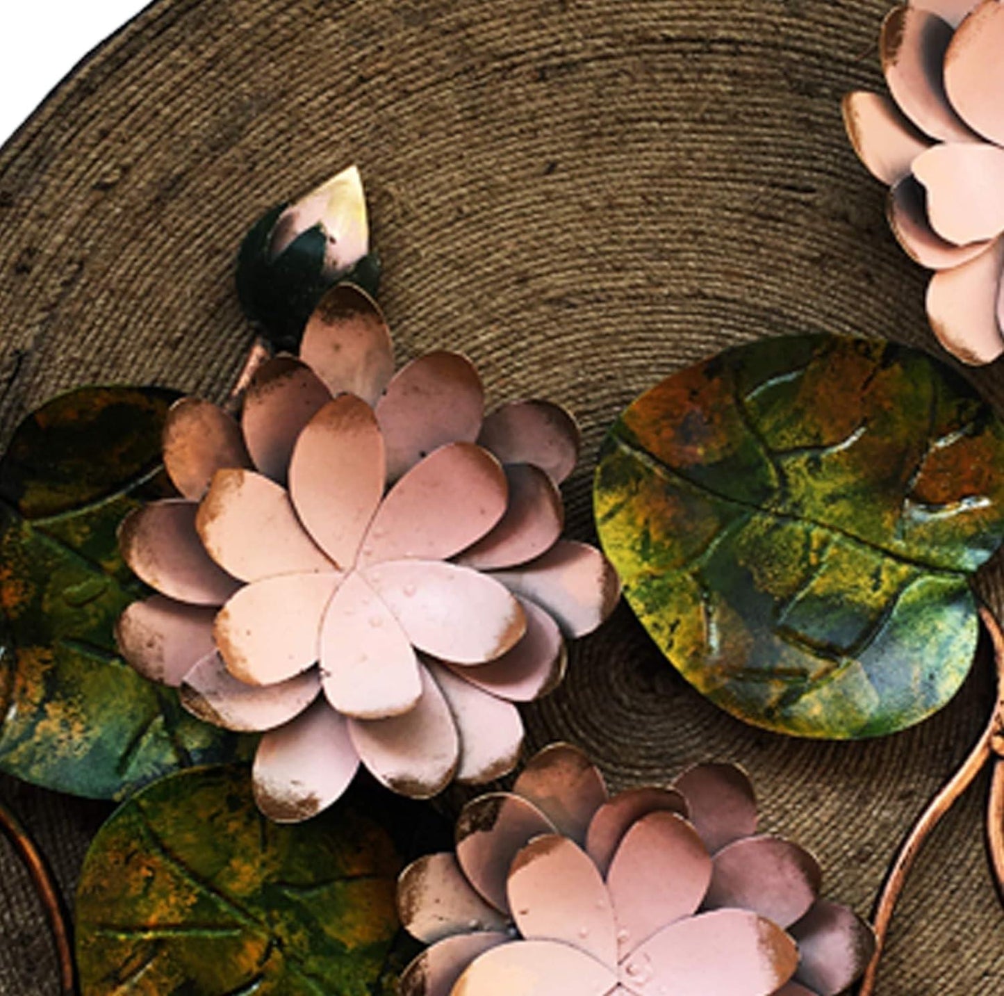 3D Lotus Flower Metal Hanging Metal Wall Art - Set of 2 - Uber Decor