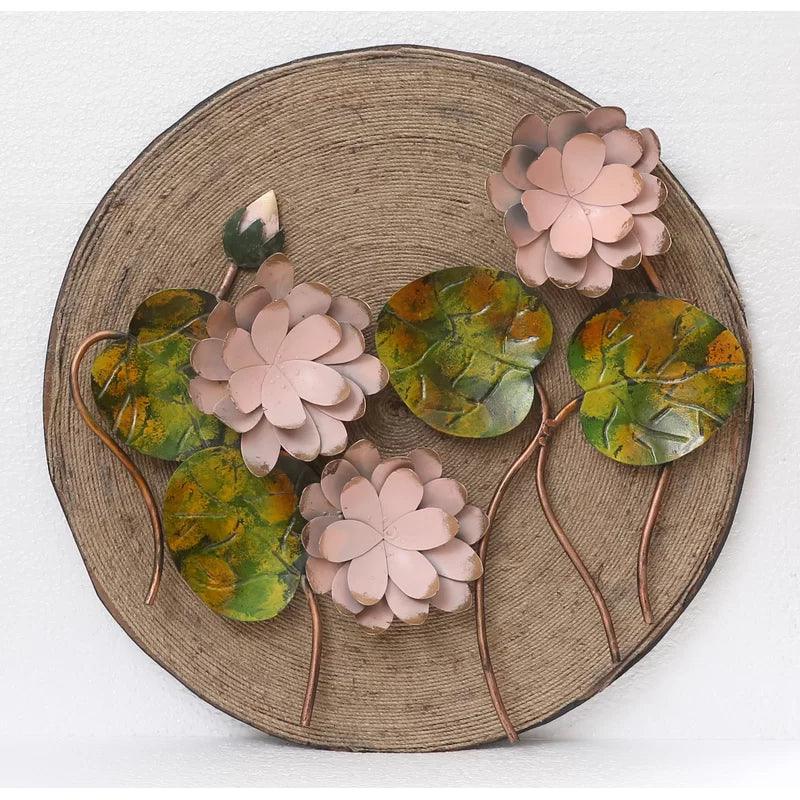 3D Lotus Flower Metal Hanging Metal Wall Art - Set of 2 - Uber Decor