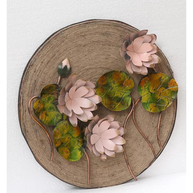 3D Lotus Flower Metal Hanging Metal Wall Art - Set of 2 - Uber Decor