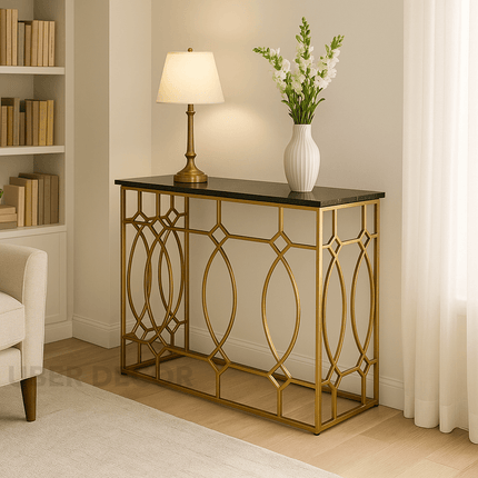 Verona Deco Iron Console Table – Vintage-Inspired Geometric Frame Console for Entryway or Living Room Styling