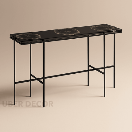 Sylvan Noir Display Table – Customizable Epoxy Agate-Style Top for Entryways & Hallways