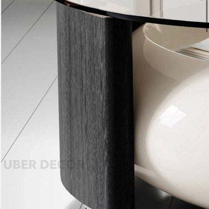 Cooper’s Creek Coffee Table Set, Modern Futuristic Glass and Glossy White Pod Center Tables for Living Room