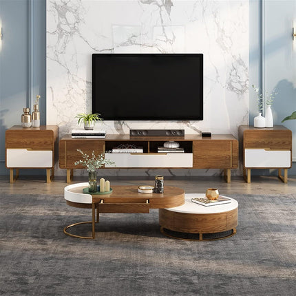 Churchill River Coffee Table with Storage, Modern European Wood and White Functional Center Table with Gold Accents for Living Room