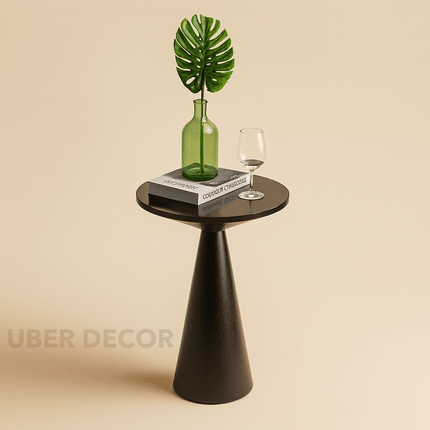 The Aria Cone End Table – Custom Wooden Conical Pedestal in Japandi Scandinavian Style for Living Room, Bedroom, or Lounge