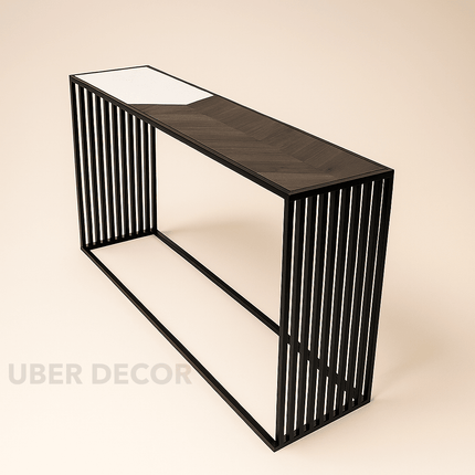 Evensong Mosaic Display Table – Customizable Marble & Wood Top for Modern Entryways