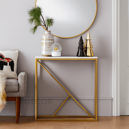 Geometric Harmony Mid-Century Modern Display Table – Customizable Marble Top for Entryway or Living Room
