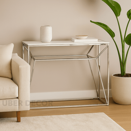 Nova Illume Console Table – Customizable Marble or Glass Top | Modern European Entryway Console