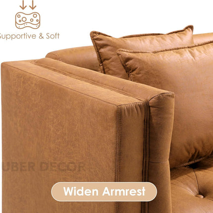 Manchester 78" Sofa- 3-Seater Upholstered Handmade Tufted Leather Chesterfield Style Couch for Living Room or Office