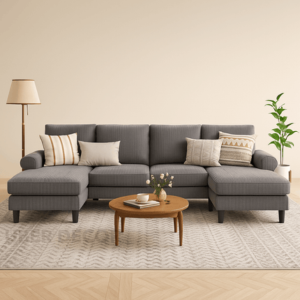 Zenora Wabi‑Sabi Modern Sectional Sofa Set with Chaise – Spacious Couch for Living & Study Spaces