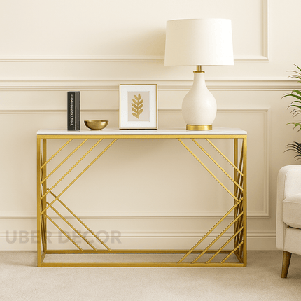 Virella Strata Display Table – Customizable Marble Top for Hallway & Living Spaces