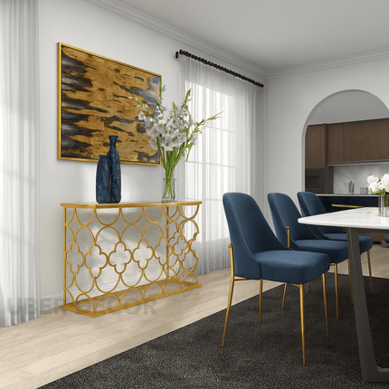 Maison Marque Designer Console Table – Moroccan-Inspired Gold Mirror Console for Luxe Hallways & Living Spaces