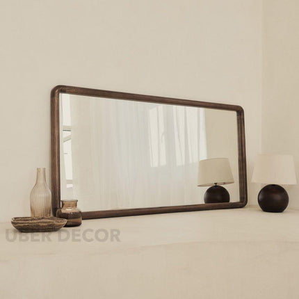 June Teak Wood Wall Mirror – Sleek Vertical & Horizontal Mirror for Entryway, Living Room & Bedroom